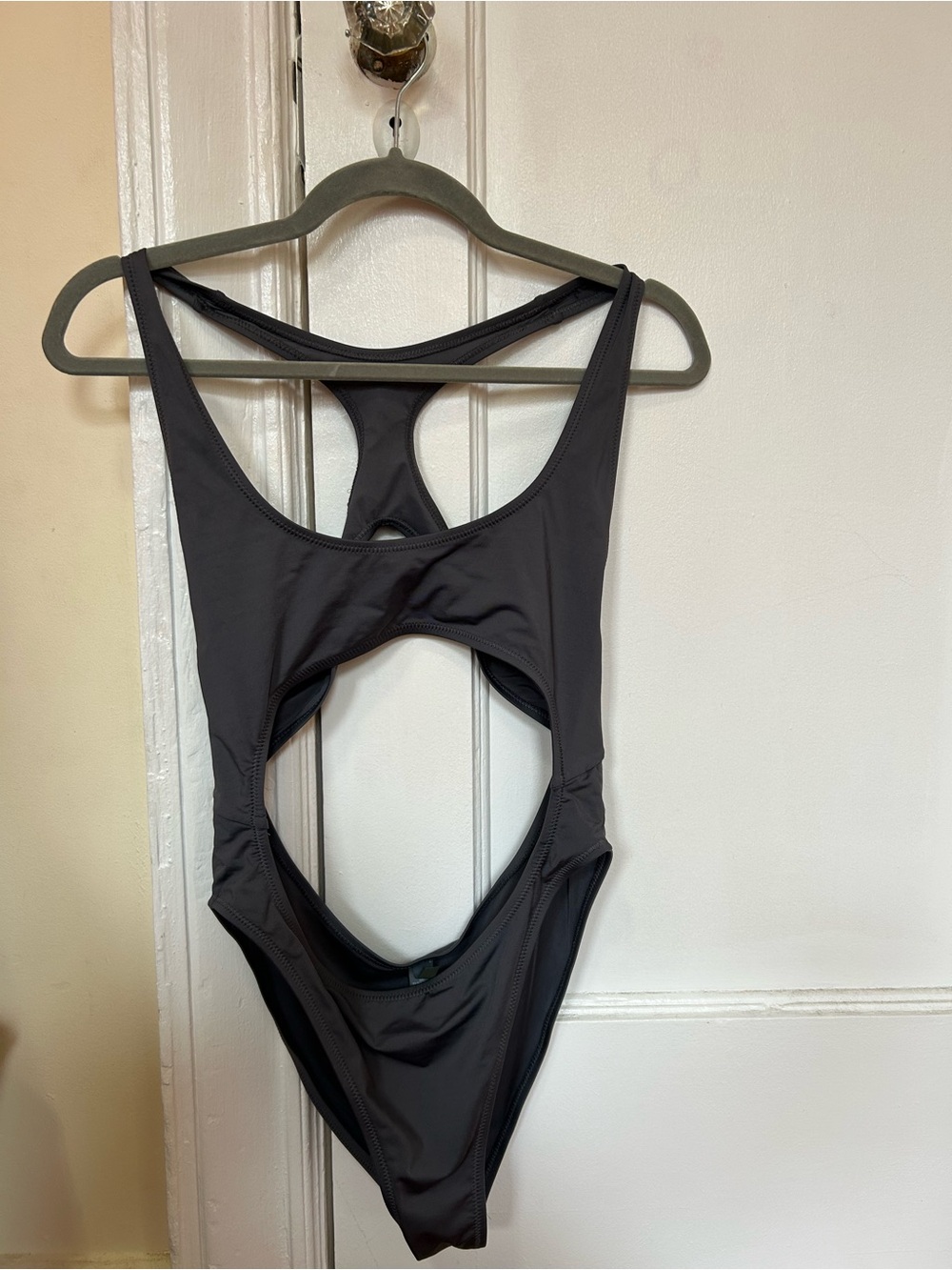 SKIMS Black Cutout Racerback One-Piece Swimsuit